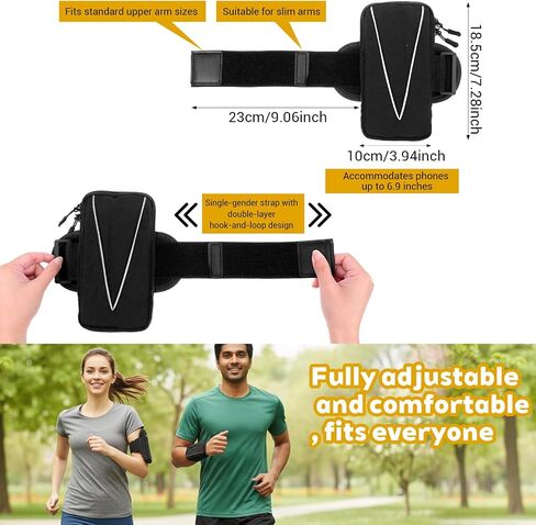 Universal Arm Band for Phone for Running - Armband Cell Phone Holder for Gym, Cycling, Compatible with 17/17Pro/16/15, Reflective & Adjustable (Black) in Saudi Arabia