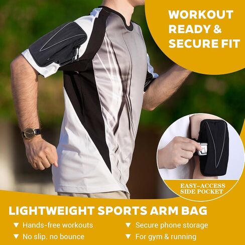 Universal Arm Band for Phone for Running - Armband Cell Phone Holder for Gym, Cycling, Compatible with 17/17Pro/16/15, Reflective & Adjustable (Black) in Saudi Arabia