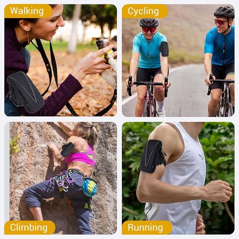 Universal Arm Band for Phone for Running - Armband Cell Phone Holder for Gym, Cycling, Compatible with 17/17Pro/16/15, Reflective & Adjustable (Black) in Saudi Arabia