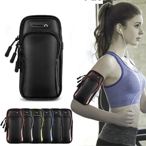 Sports Armband, Running Gym Universal Smartphone Arm Bag with Earphone Hole Multifunctional Pockets in Saudi Arabia