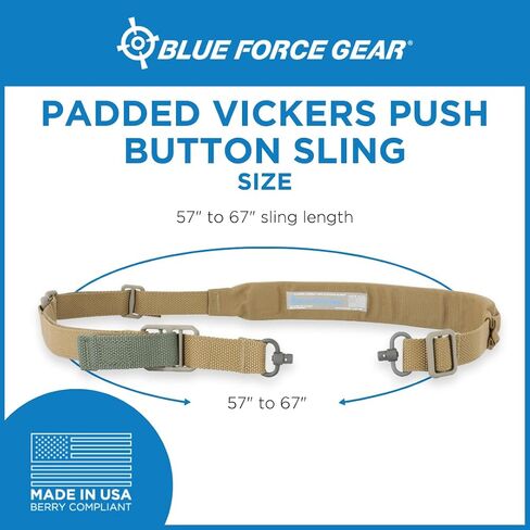 Blue Force Gear Padded Vickers Sling - Two Point Adjustable Hunting Strap with Swivels - Quick Adjustable Sling with Water-Resistant Strap for Outdoors - 57 to 67 Inches Tactical Accessory in Saudi Arabia