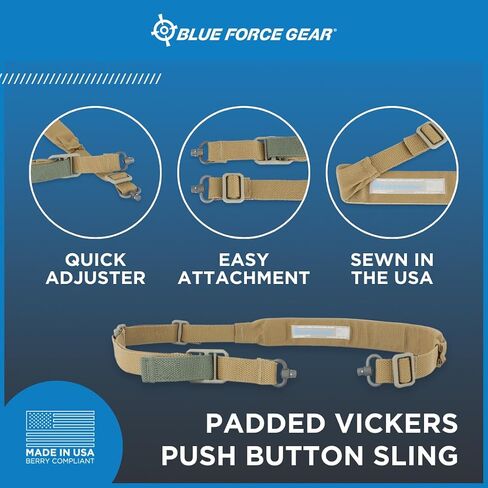Blue Force Gear Padded Vickers Sling - Two Point Adjustable Hunting Strap with Swivels - Quick Adjustable Sling with Water-Resistant Strap for Outdoors - 57 to 67 Inches Tactical Accessory in Saudi Arabia