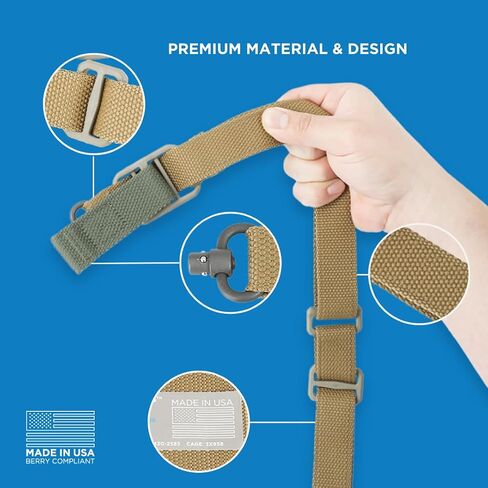 Blue Force Gear Padded Vickers Sling - Two Point Adjustable Hunting Strap with Swivels - Quick Adjustable Sling with Water-Resistant Strap for Outdoors - 57 to 67 Inches Tactical Accessory in Saudi Arabia