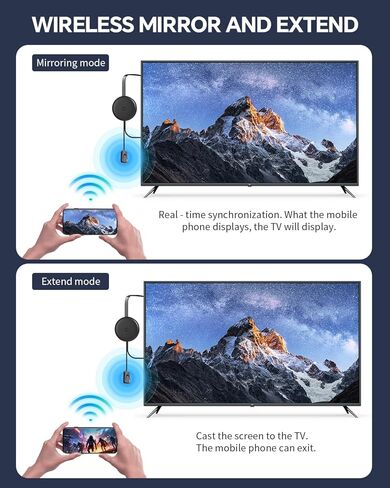 محول دونجل عرض HDMI لاسلكي، 1080P/2.4G+5.8G، بث فيديو/صوت بنقرة واحدة للهاتف، i-Pad، Android، Windows/الكمبيوتر المحمول إلى HDTV/جهاز العرض/الشاشة، يدعم Airplay/DLNA Miracast in Kuwait