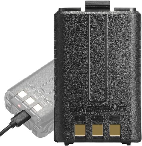 بطارية BAOFENG [قابلة لإعادة الشحن USB-C] بطارية BL-5 1800 مللي أمبير في الساعة لسلسلة UV-5R، منفذ شحن من النوع C، متوافقة مع UV-5R 8W/UV-5R+ Plus/GT-5R/GT-5R PRO/UV-5RA/UV-5RTP/UV-5RX3/BF-F8HP/UV-5G وراديو Pro ثنائي الاتجاه in Kuwait