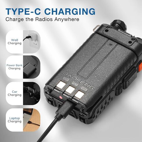 بطارية BAOFENG [قابلة لإعادة الشحن USB-C] بطارية BL-5 1800 مللي أمبير في الساعة لسلسلة UV-5R، منفذ شحن من النوع C، متوافقة مع UV-5R 8W/UV-5R+ Plus/GT-5R/GT-5R PRO/UV-5RA/UV-5RTP/UV-5RX3/BF-F8HP/UV-5G وراديو Pro ثنائي الاتجاه in Kuwait