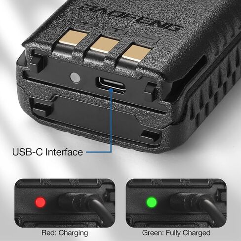 بطارية BAOFENG [قابلة لإعادة الشحن USB-C] بطارية BL-5 1800 مللي أمبير في الساعة لسلسلة UV-5R، منفذ شحن من النوع C، متوافقة مع UV-5R 8W/UV-5R+ Plus/GT-5R/GT-5R PRO/UV-5RA/UV-5RTP/UV-5RX3/BF-F8HP/UV-5G وراديو Pro ثنائي الاتجاه in Kuwait