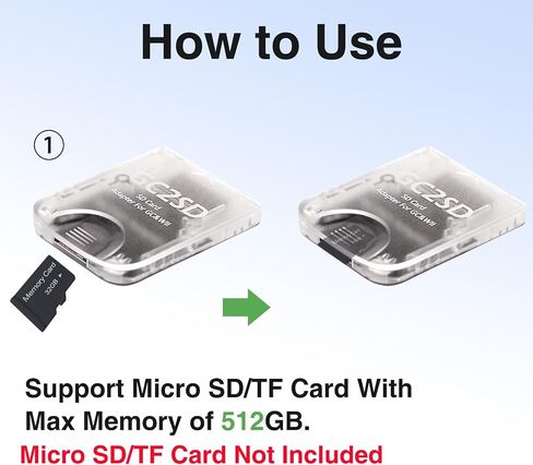 GC2SD Adapter for Gamecube & Wii – 512GB MicroSD Card Converter, Plug & Play with Swiss Auto-Load, Transparent Shell – Backup & Transfer Saves Easily (Transparent) in Saudi Arabia