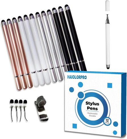 12 قطعة قلم لمس لشاشات اللمس، أقلام تصفيف 2 في 1 لشاشات اللمس، قلم لمس عالي الحساسية والدقة لأجهزة ipad iPhone Android اللوحية وجميع أجهزة شاشات اللمس العالمية in Kuwait