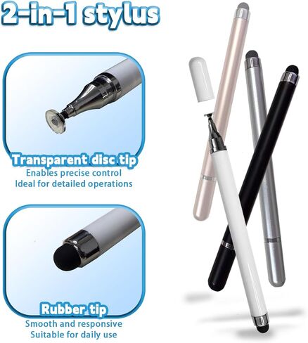 12 قطعة قلم لمس لشاشات اللمس، أقلام تصفيف 2 في 1 لشاشات اللمس، قلم لمس عالي الحساسية والدقة لأجهزة ipad iPhone Android اللوحية وجميع أجهزة شاشات اللمس العالمية in Kuwait