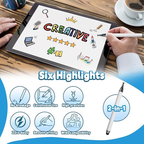 12 قطعة قلم لمس لشاشات اللمس، أقلام تصفيف 2 في 1 لشاشات اللمس، قلم لمس عالي الحساسية والدقة لأجهزة ipad iPhone Android اللوحية وجميع أجهزة شاشات اللمس العالمية in Kuwait