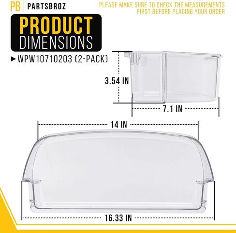 WPW10710203 W10710203 Refrigerator Door Bin - Compatible Whirlpool Kenmore Maytag Fridge Door Parts - Replaces AP6023888 W10451871 PS11757236 - Typically Holds Jars and Bottles in Saudi Arabia