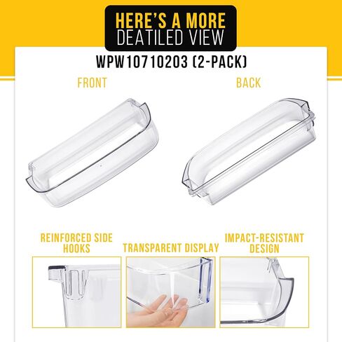 WPW10710203 W10710203 Refrigerator Door Bin - Compatible Whirlpool Kenmore Maytag Fridge Door Parts - Replaces AP6023888 W10451871 PS11757236 - Typically Holds Jars and Bottles in Saudi Arabia