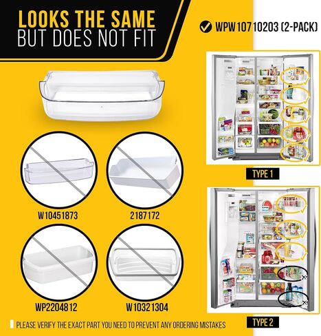 WPW10710203 W10710203 Refrigerator Door Bin - Compatible Whirlpool Kenmore Maytag Fridge Door Parts - Replaces AP6023888 W10451871 PS11757236 - Typically Holds Jars and Bottles in Saudi Arabia