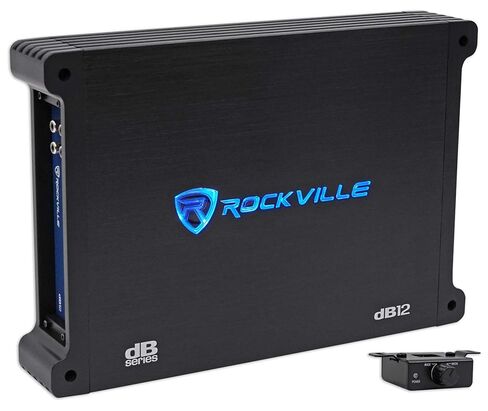 حزمة صوت السيارة من Rockville: مضخم صوت أحادي للسيارة dB12 بقدرة 2000 وات/ 500 وات RMS، مجموعة تركيب كاملة لمضخم الصوت RWK41 ذات 4 قياسات، قطعتان in Saudi Arabia