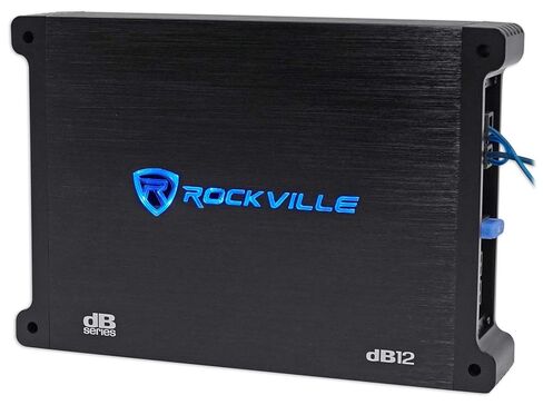 حزمة صوت السيارة من Rockville: مضخم صوت أحادي للسيارة dB12 بقدرة 2000 وات/ 500 وات RMS، مجموعة تركيب كاملة لمضخم الصوت RWK41 ذات 4 قياسات، قطعتان in Saudi Arabia