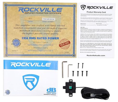 حزمة صوت السيارة من Rockville: مضخم صوت أحادي للسيارة dB12 بقدرة 2000 وات/ 500 وات RMS، مجموعة تركيب كاملة لمضخم الصوت RWK41 ذات 4 قياسات، قطعتان in Saudi Arabia