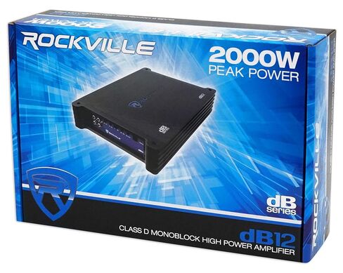 حزمة صوت السيارة من Rockville: مضخم صوت أحادي للسيارة dB12 بقدرة 2000 وات/ 500 وات RMS، مجموعة تركيب كاملة لمضخم الصوت RWK41 ذات 4 قياسات، قطعتان in Saudi Arabia