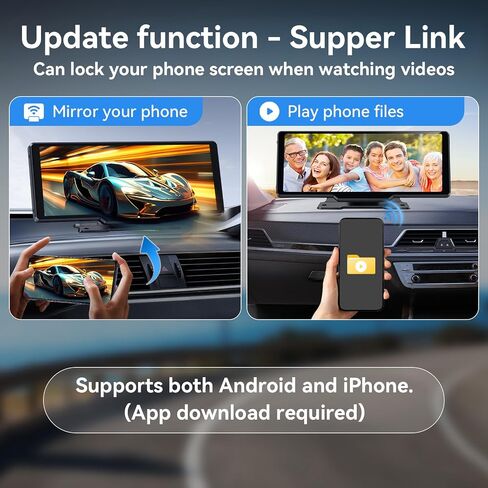 شاشة Carplay محمولة للسيارة، شاشة لمس Carplay لاسلكية 10.26 بوصة وشاشة لمس Android Auto Car Play مع كاميرا احتياطية 1080P، نظام تحديد المواقع العالمي (GPS)، التحكم الصوتي، بلوتوث 5.0 (10.26 بوصة) in Kuwait