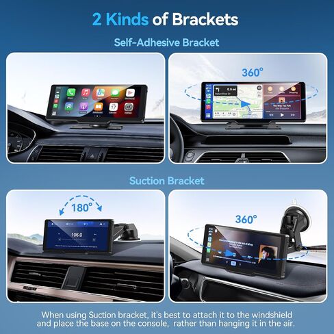 شاشة Carplay محمولة للسيارة، شاشة لمس Carplay لاسلكية 10.26 بوصة وشاشة لمس Android Auto Car Play مع كاميرا احتياطية 1080P، نظام تحديد المواقع العالمي (GPS)، التحكم الصوتي، بلوتوث 5.0 (10.26 بوصة) in Kuwait