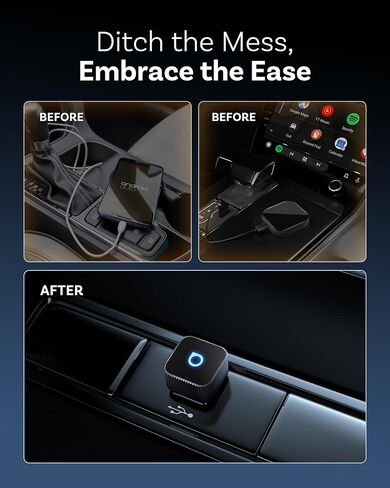 محول Carplay اللاسلكي OTTOCAST Mini Cube 3.0 لأجهزة Apple iPhone، محول Android التلقائي 2 في 1، تحويل CarPlay السلكي إلى اتصال تلقائي لاسلكي منخفض الكمون لنظام iOS 10+ وAndroid 11+ (أسود) in Saudi Arabia