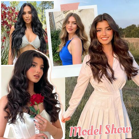 Clip in Hair Extensions, 6 PCS Natural & Soft Hair & Blends Well Hair Extensions, Lonng Wavy Hairpieces(20inch, 6pcs,Biscuit Brown) in Saudi Arabia