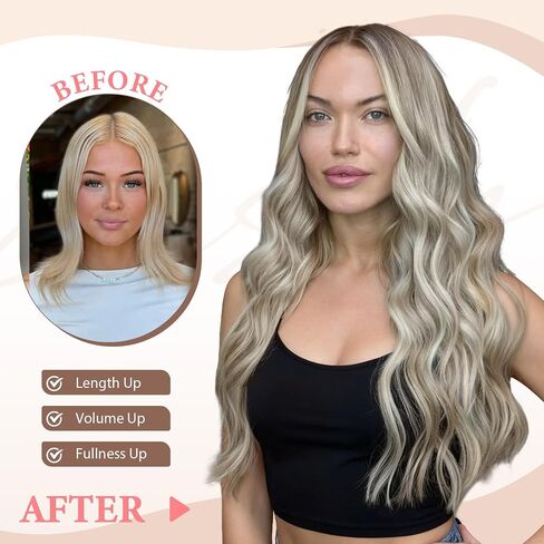 Clip in Hair Extensions, 6 PCS Natural & Soft Hair & Blends Well Hair Extensions, Lonng Wavy Hairpieces(20inch, 6pcs,Biscuit Brown) in Saudi Arabia