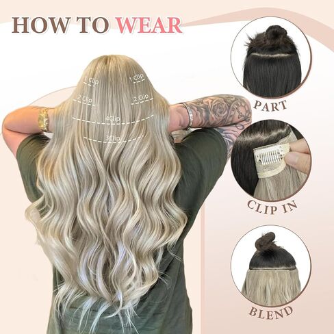 Clip in Hair Extensions, 6 PCS Natural & Soft Hair & Blends Well Hair Extensions, Lonng Wavy Hairpieces(20inch, 6pcs,Biscuit Brown) in Saudi Arabia
