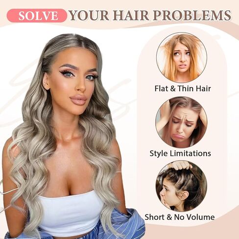 Clip in Hair Extensions, 6 PCS Natural & Soft Hair & Blends Well Hair Extensions, Lonng Wavy Hairpieces(20inch, 6pcs,Biscuit Brown) in Saudi Arabia