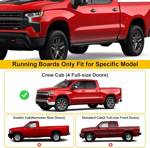 تشغيل لوحات التشغيل المتوافقة مع Ford F150 2015-2025 Supercrew Cab 4 أبواب كاملة الحجم ، خطوات جانبية مضادة للانزلاق تناسب F250 F350 2017-2025 Super Duty Crew Cab ، ملمس الأسود Nerf Bars in Kuwait