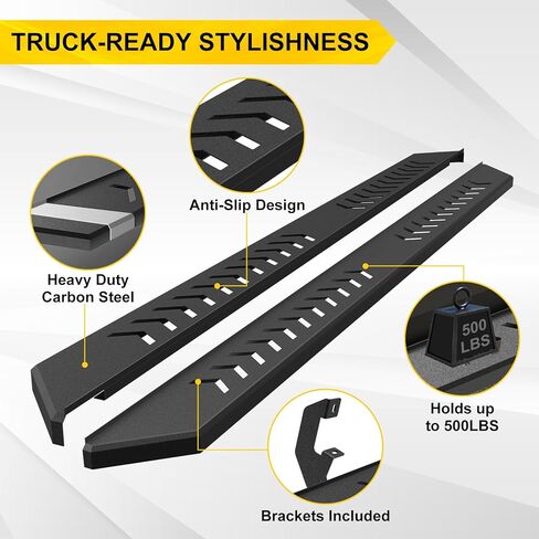 تشغيل لوحات التشغيل المتوافقة مع Ford F150 2015-2025 Supercrew Cab 4 أبواب كاملة الحجم ، خطوات جانبية مضادة للانزلاق تناسب F250 F350 2017-2025 Super Duty Crew Cab ، ملمس الأسود Nerf Bars in Kuwait