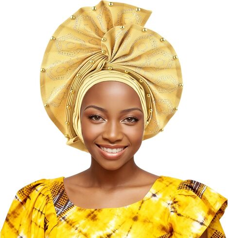 أغطية الرأس النيجيرية أفريقيا ، عصابة رأس جيلي ، التفاف اليد بالخرز - مصنوعة لحفلات الزفاف أحداث الأحداث in Kuwait