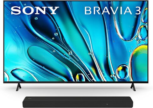 تلفزيون سوني 65 بوصة 4K فائق الوضوح BRAVIA 3 LED تلفزيون Google الذكي مع Dolby Vision HDR وميزات حصرية لجهاز Playstation®5 (K-65S30)، موديل 2024 ومكبر الصوت Sony HT-A3000 3.1ch Dolby Atmos Soundbar in Saudi Arabia