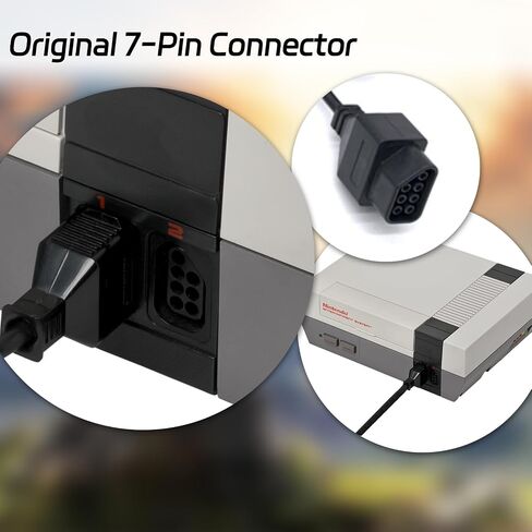 acisan 2-Pack Classic 7-Pin وحدات تحكم الألعاب المتوافقة مع وحدة تحكم نظام الترفيه NES 8-Bit in Kuwait