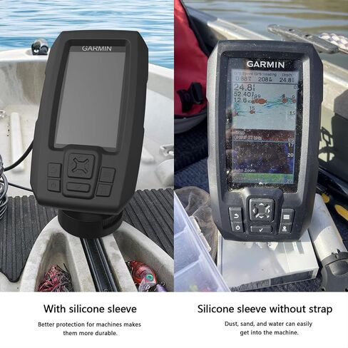 غطاء حماية من السيليكون من Fishfinder متوافق مع محول الطاقة Garmin Striker 4 مقاس 3.5 بوصة، وملحقات الإلكترونيات البحرية (أسود) in Saudi Arabia