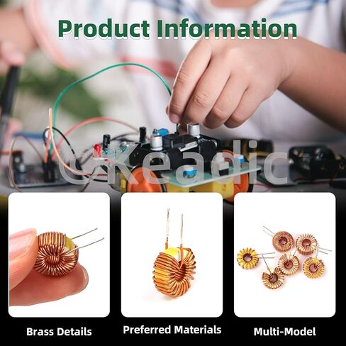 Keadic 25 Pcs Toroid Magnetic Core Inductor Copper Wire Wind Wound Assortment Kit, Inductance Coil Perfect for Transformers DIY Circuit Board（ 22UH-5A 47UH-3.8A 220UH-1.96A 330UH-1.96A 100UH-2.8A ） in Saudi Arabia