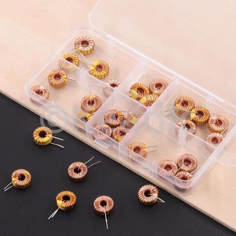 Keadic 25 Pcs Toroid Magnetic Core Inductor Copper Wire Wind Wound Assortment Kit, Inductance Coil Perfect for Transformers DIY Circuit Board（ 22UH-5A 47UH-3.8A 220UH-1.96A 330UH-1.96A 100UH-2.8A ） in Saudi Arabia