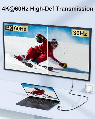 محول USB-C إلى HDMI 4K@60 هرتز مع منفذ شحن PD 100 واط لأجهزة iPhone 15/16 وMacBook Pro/Air وiPad Pro/Air وGalaxy S25–S20 وGoogle Pixel والمزيد in Kuwait