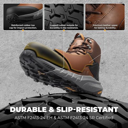 Nortiv 8 مقاومة للماء أحذية عمل مركبة للأصابع القضائية للرجال-أحذية أمان خفيفة الوزن ASTM F2412-24 و ASTM F2913-24 للأمان للمستودعات والبناء ، Vaporguard-Nano in Kuwait