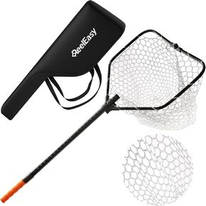 Large Fishing Net with Extendable Telescopic Handle – Foldable, Lightweight Landing Net with Built-in Size Measurement – for Freshwater, Saltwater, and Beach Fishing in Saudi Arabia