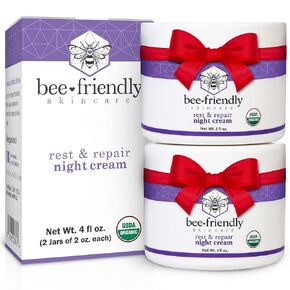 BeeFriendly Best Night Cream Natural USDA Certified Organic Night Cream, Anti Wrinkle, Anti Aging, Deep Hydrating & Moisturizing Night Time Eye, Face, Neck & Decollete Cream for Men and Women 2 oz in Kuwait