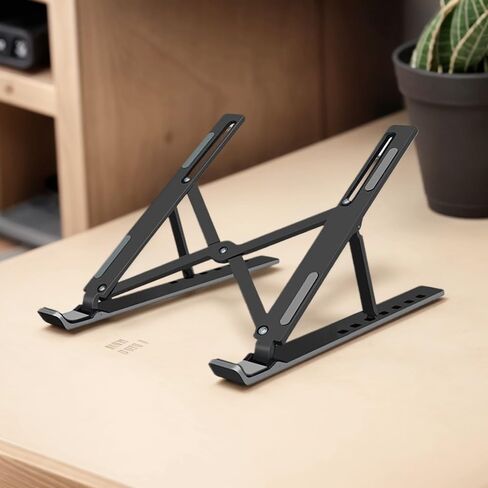 Foldable Laptop Stand for Desk - Adjustable Height Laptop Stand for Computer and Tablete - Portable and Ergonomic Laptop Riser with Suspension Bracket for Home and Office,White in Saudi Arabia