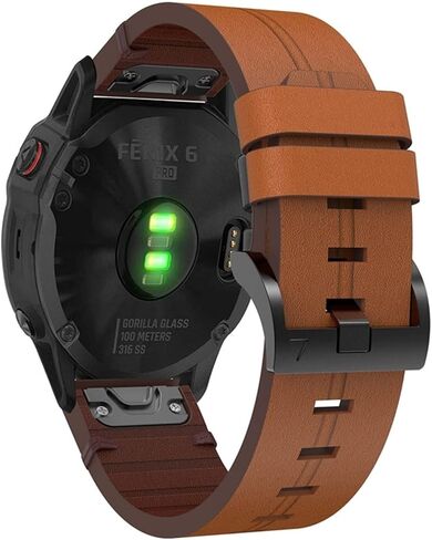 HAZELS Leather QuickFit Watch Band Strap for Garmin Fenix 7X 6X 5X 3 3HR Wristband Strap for Garmin Fenix 7 6 5 935 945 Watch 22 26mm Strap (Color : Light Brown, Size : 22mmFenix 5 935 945) in Saudi Arabia