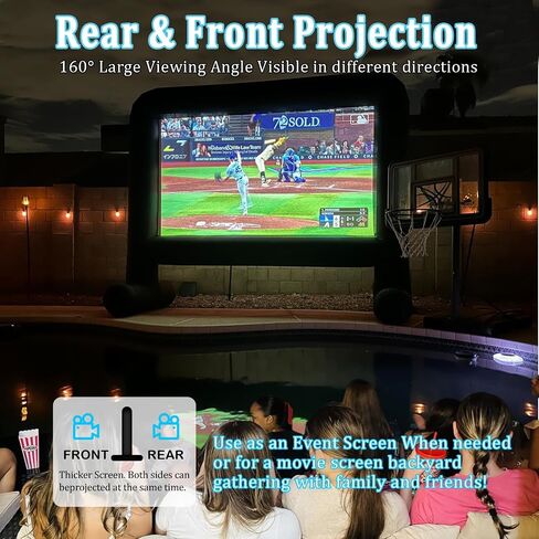 16FT Inflatable Projector Screen Outdoor, Blow up Movie Screen Support Front & Rear Projection for Backyard Outdoor Movie Night Barbecue Pool Party with Blower and Carry Bag in Kuwait
