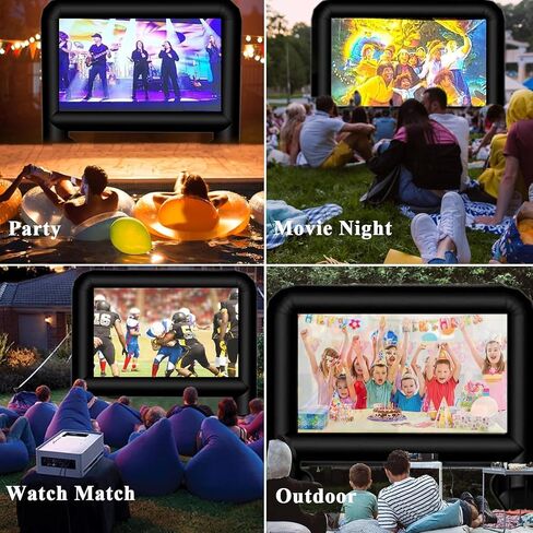16FT Inflatable Projector Screen Outdoor, Blow up Movie Screen Support Front & Rear Projection for Backyard Outdoor Movie Night Barbecue Pool Party with Blower and Carry Bag in Kuwait