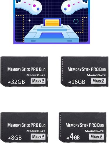 Memory Stick,Memory Game Cards 4GB/8GB/16GB/32GB Fit for PSP1000/2000/3000 Stick Pro MS PRO Duo Card Gaming Accessories in Kuwait