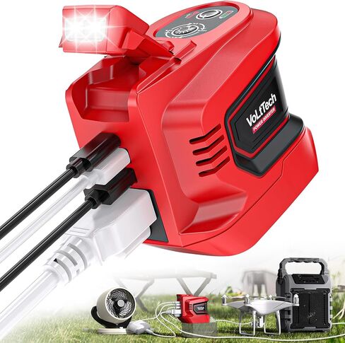 350W العاكس للطاقة لـ DeWalt: محول البطارية المحمولة شاحن الهاتف DC 20V إلى AC 110-120V التخييم مع 2 USB-A & 2 Type-C & 2 AC Outlet و 7 Colors RGB & 4 LED ضوء (بدون بطارية) in Kuwait