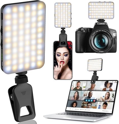 Selfie Light with Power Bank & RGB & 3 Light Modes, 91 LEDs 96+ CRI Studio Lighting, 2000mAh Portable Fill Light Clip-On with 360° Rotation, Phone & Camera Clip for TikTok YouTube Content Creators in Saudi Arabia