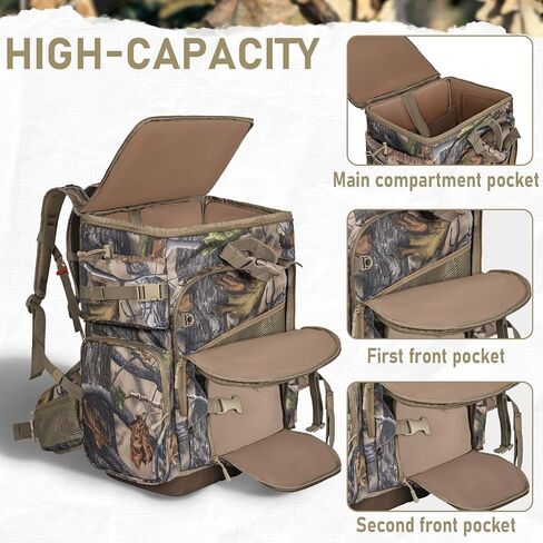 Hunting Backpack with Waterproof Rain Cover, 35L Hunting Backpacks for Men, Durable Large Capacity Hunting Day Pack with Rifle Bow Holder in Kuwait