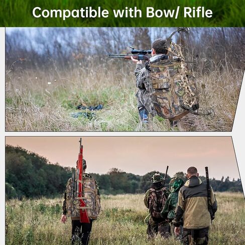 Hunting Backpack with Waterproof Rain Cover, 35L Hunting Backpacks for Men, Durable Large Capacity Hunting Day Pack with Rifle Bow Holder in Kuwait